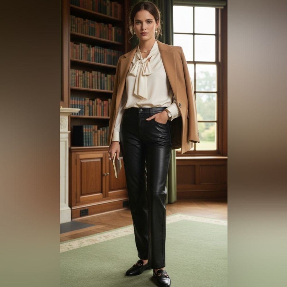 Alix NYC Vegan Leather Jay Pant Women's Size 6 with 32 Inch Inseam  Wide Leg